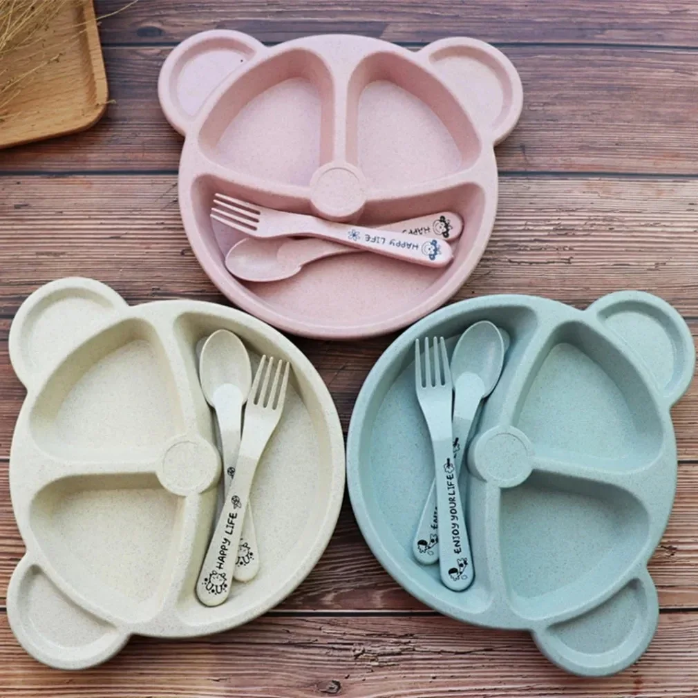 3Pcs/set Wheat Straw Baby Dish - Baby Food Menu ulasan dan harga