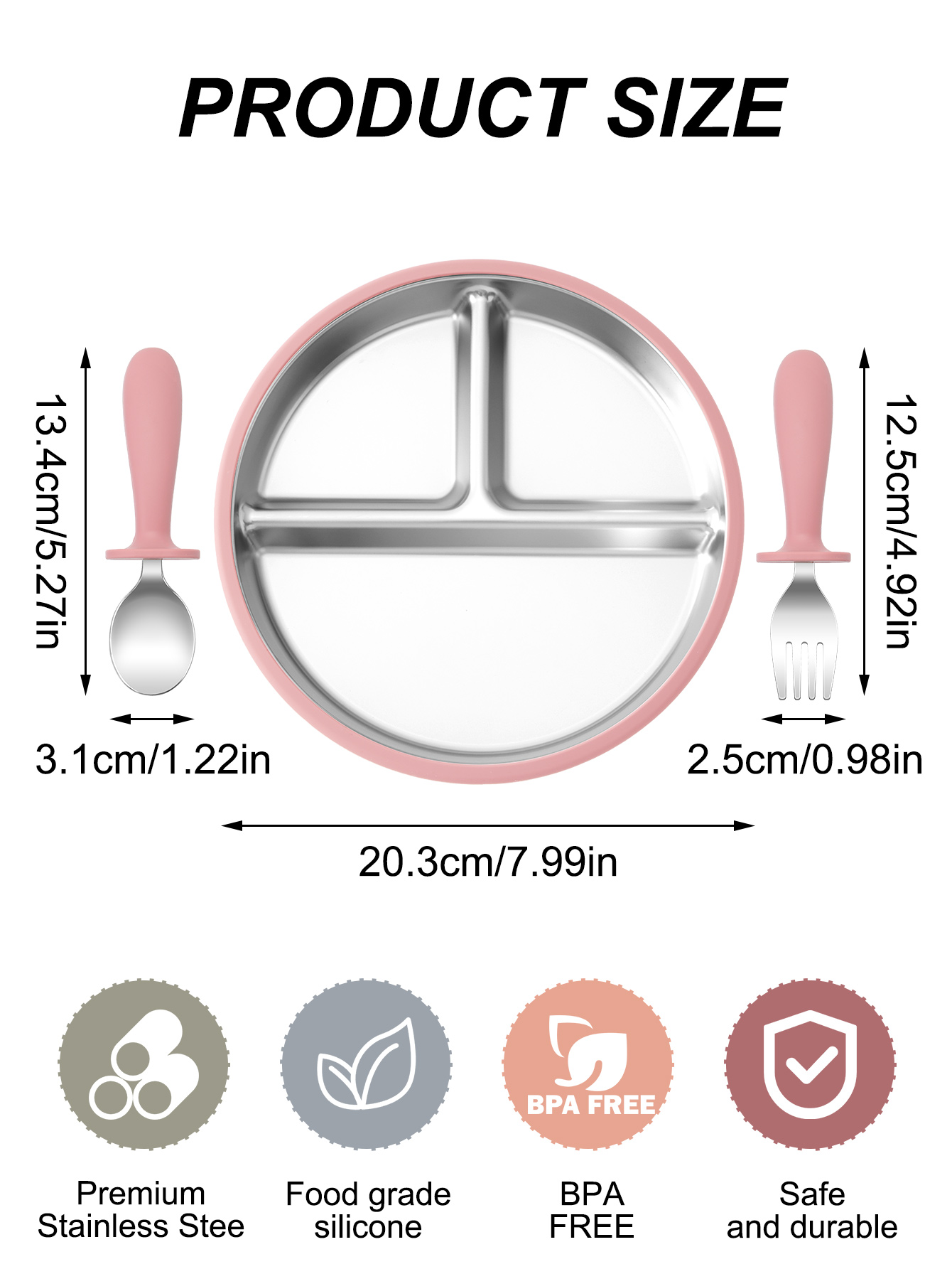 3PCS Stainless Steel Dishes Pl - Baby Food Menu ulasan dan harga